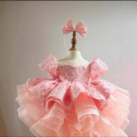 Short-sleeve Princess Dress For A Baby Girls First Birthday