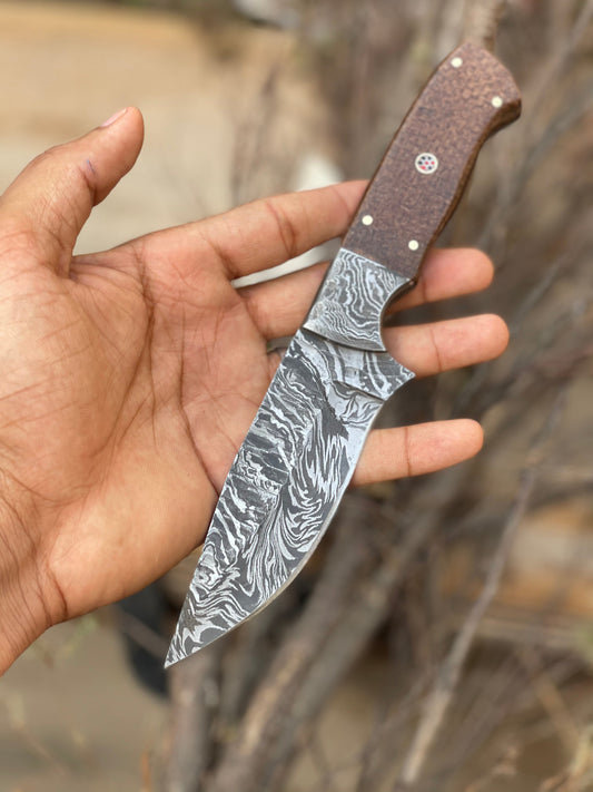 Damascus Bushcraft Knife - Hunting, Camping, Survival, Collectors Knife. Groomsmen Knife, Unique Gift for Him, EDC, Hiking, Boyfriend gift