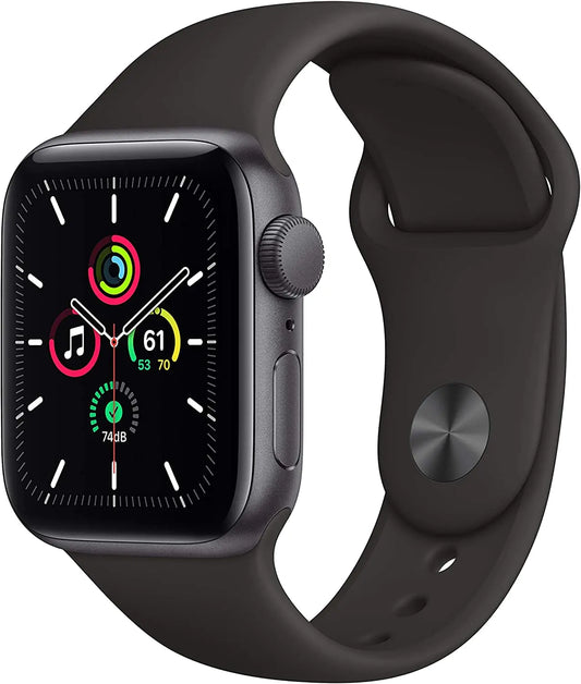 Apple Watch SE (GPS 40mm) - Space Gray Aluminum Case with Black Sport Band (Renewed)