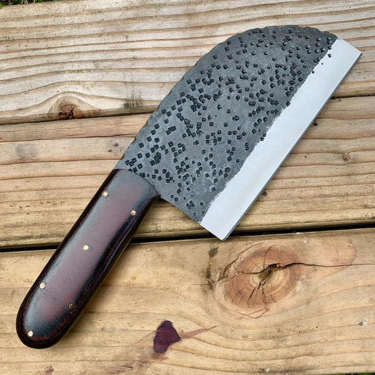 Handmade Cleaver & Boning Knives Set – J2 Forged Steel with G10 Handle & Leather Sheath