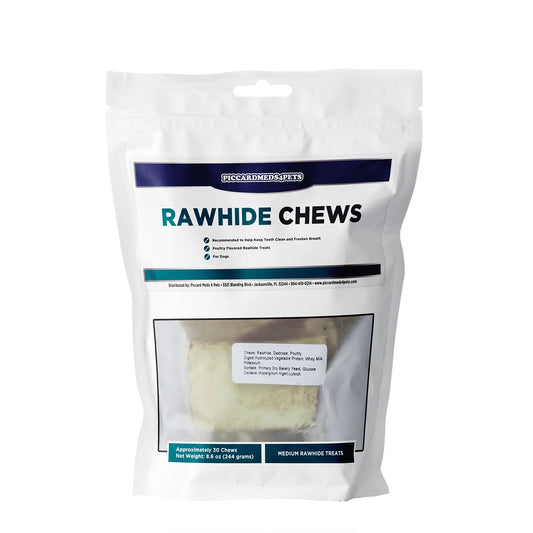 Piccardmeds4pets Rawhide Dental Chews for Medium Dogs 11-25lbs Poultry Flavor + FREE Bandana!