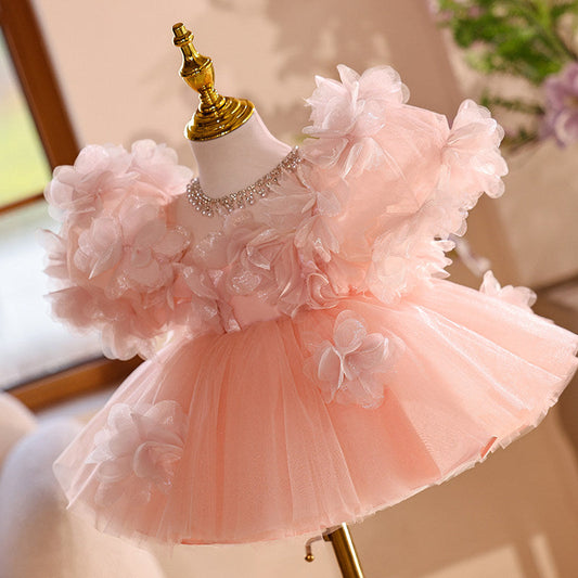 Summer Little Girl Host Dress Piano Performance Tutu