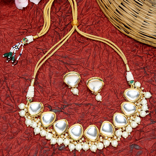 Precious Stones Kundan Choker With Studs