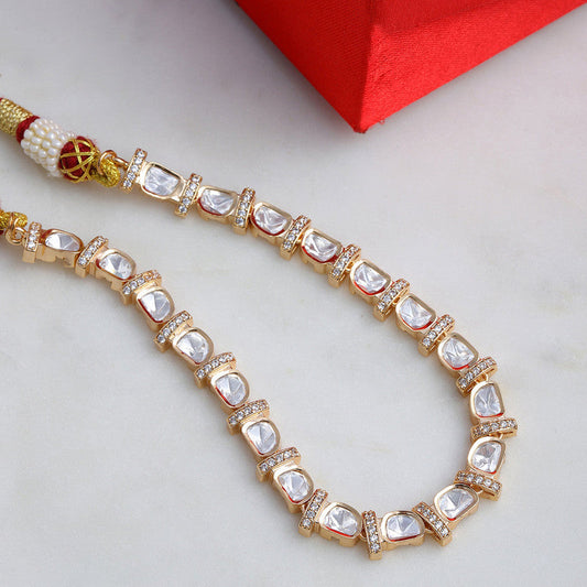 Ruby Raang Presents American Diamond Neckpiece with Kundan