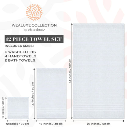 12 Pcs Bath Towel Set for Bathroom 100% Cotton Soft and Plush Highly Absorbent