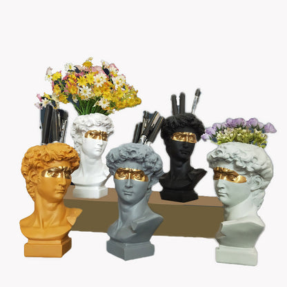 David Makeup Brush Pen Holder Storage Box Succulent Flower Jar