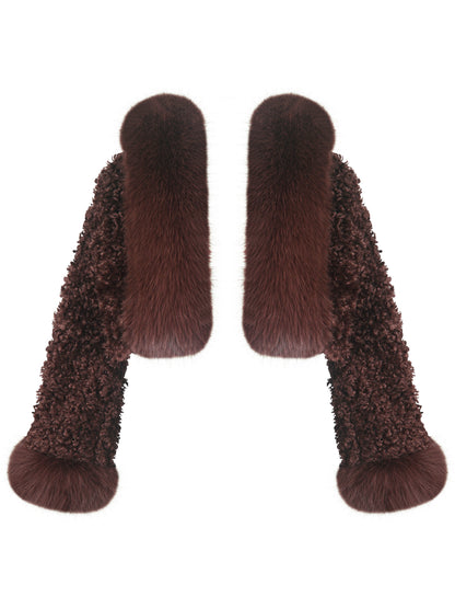 Kali Mahogany Cropped Vegan Shearling Fur Jacket
