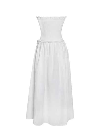 Quadiya Smock Top Strapless Drop Waist Midi Dress