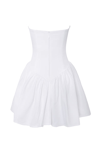 Sacha White Lace Drop Waist Corset Puffy Mini Dress