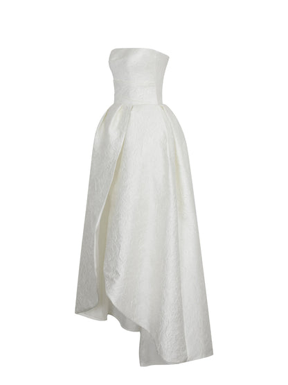 Tomika Ivory Jacquard Dipped Hem Wedding Gown (PREORDER)