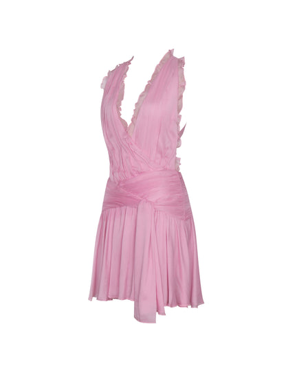 Odelle Tulip Pink Crinkle Chiffon Wrap Dress