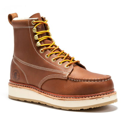 ROCKROOSTER Norwood Men's 6 inch Brown Steel Toe Wedge Work Boots SAP621