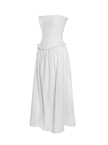 Quadiya Smock Top Strapless Drop Waist Midi Dress