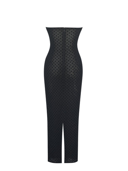 Faith Black and White Polka Dot Sweetheart Maxi Dress