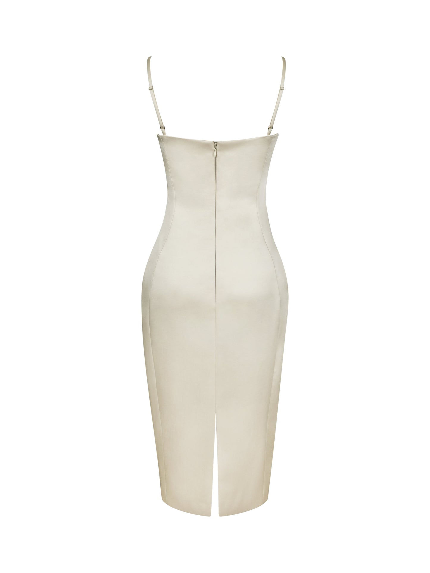 Gracie Butter Yellow Ruched Satin Midi Dress
