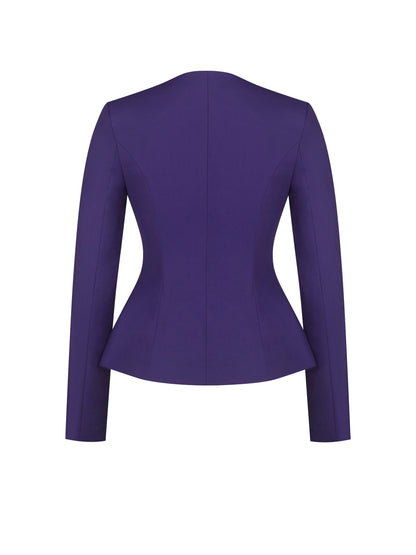 Skyla Indigo Square Neckline Peplum Blazer