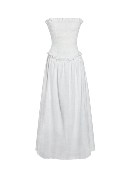 Quadiya Smock Top Strapless Drop Waist Midi Dress