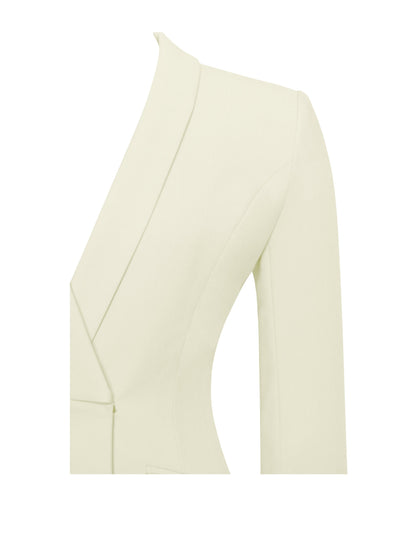 Madeline Pearl White Feather Trim Blazer Dress
