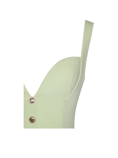 Tala Pistachio Green Sleeveless Pleated Preppy Mini Dress