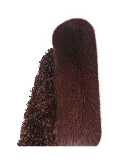 Kali Mahogany Cropped Vegan Shearling Fur Jacket