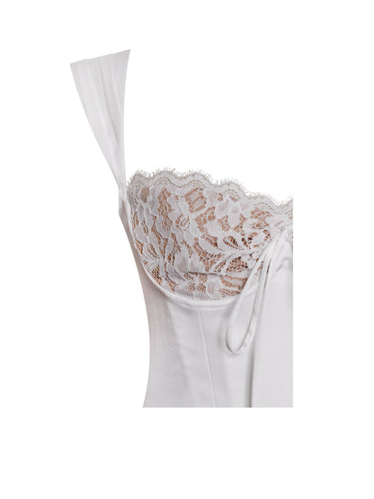 Freddie White Lace Satin Maxi Corset Dress