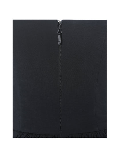Veradis Black Taffeta Halter Bubble-Hem Midi Dress