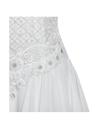 Fabiola Lace Trim Silver Net Top Mini Flare Chiffon Dress