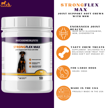 Piccardmeds4pets StrongFlex Max Joint Support Chews Large Dogs 180ct + FREE Bandana!