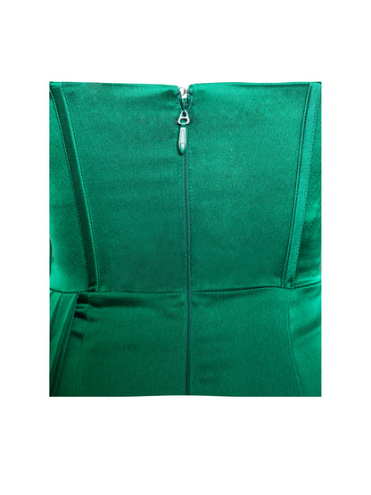 Zayda Green High Slit Corset Satin Gown