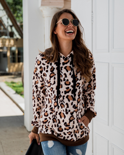 Leopard Print Pocket Hoodie
