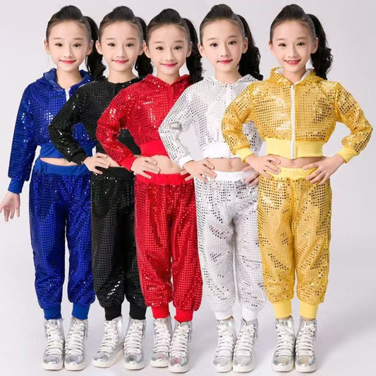 Childrens Sequined Hip-hop Street Dance Performance Cheerleading Team Sportswear