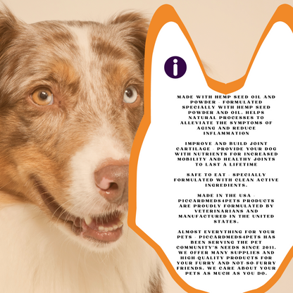 Piccardmeds4pets Hemp + MSM Joint Support Chews for Dogs and Cats 60CT + FREE Bandana!