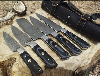 Custom Handmade Damascus Knife Set with G10 Handles – 9 to 13 Inch Blades