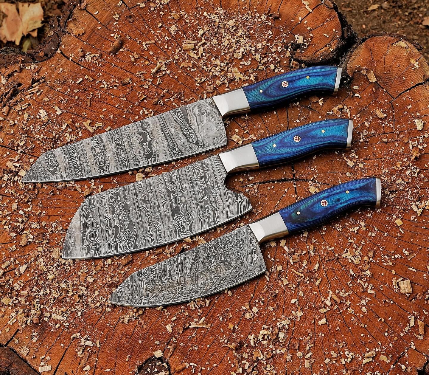 Custom Handmade Damascus Knife Set - 3 to 8 Inches