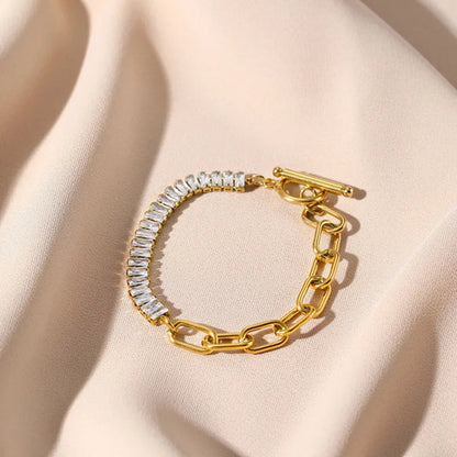 Buckle Bracelet - Zircon and chain