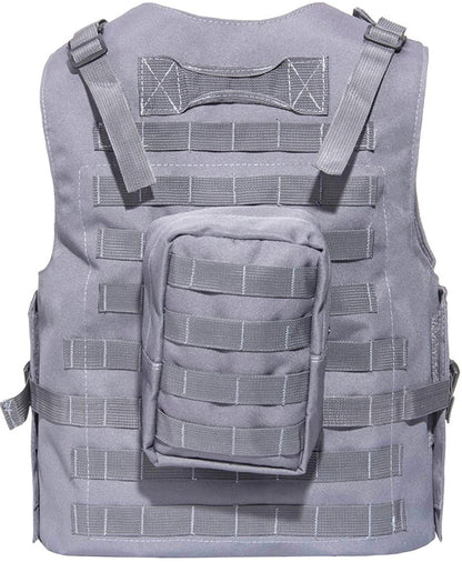 Kids Airsoft Tactical Plate Carrier Vest with Free US Flag Patch, Mil Spec 1000D Nylon PALS Molle Modular w/ 4 Mag Pouches, Side Pouch, Chest Mag Pouch