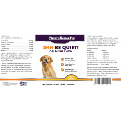 PiccardNaturePets Shh Be Quiet! Calming Aid Dog Supplement 60ct