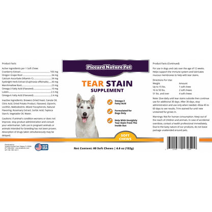 PiccardNaturePets Tear Stain Supplement with Lutein for Dogs 60ct