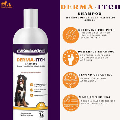 Piccardmeds4pets Derma-Itch Shampoo for Dogs 12 oz. + FREE Camo Bandana!