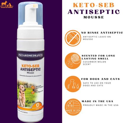 Piccardmeds4pets Keto-Seb Antiseptic Mousse Cats & Dogs 7 oz. + FREE Camo Bandana!