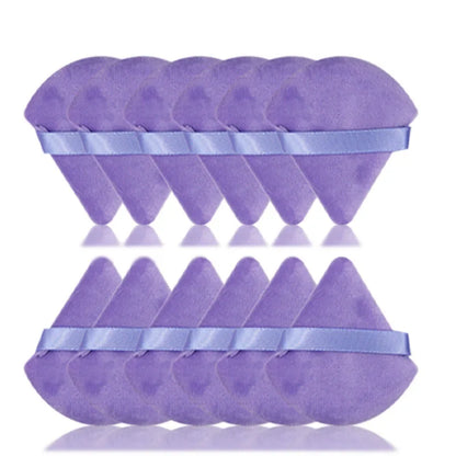 10Pcs Triangle Powder Puff Mini Face Makeup Sponge Cosmetics Soft Cotton Face Powder Puff Washable Velvet Makeup Puff Tools