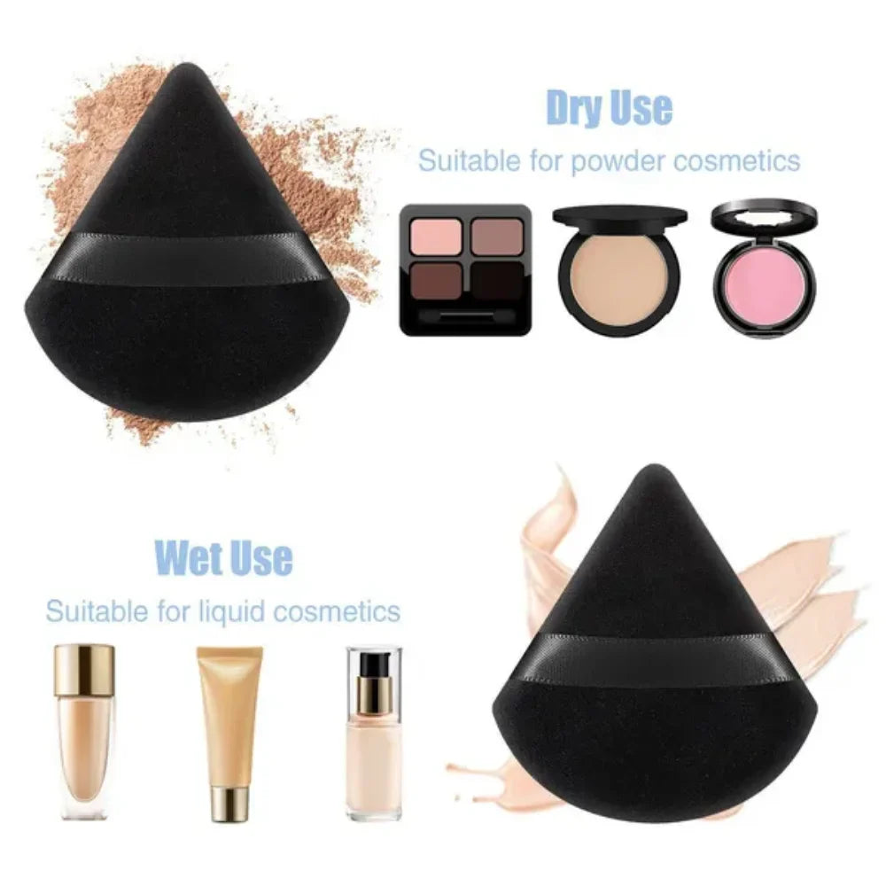 10Pcs Triangle Powder Puff Mini Face Makeup Sponge Cosmetics Soft Cotton Face Powder Puff Washable Velvet Makeup Puff Tools