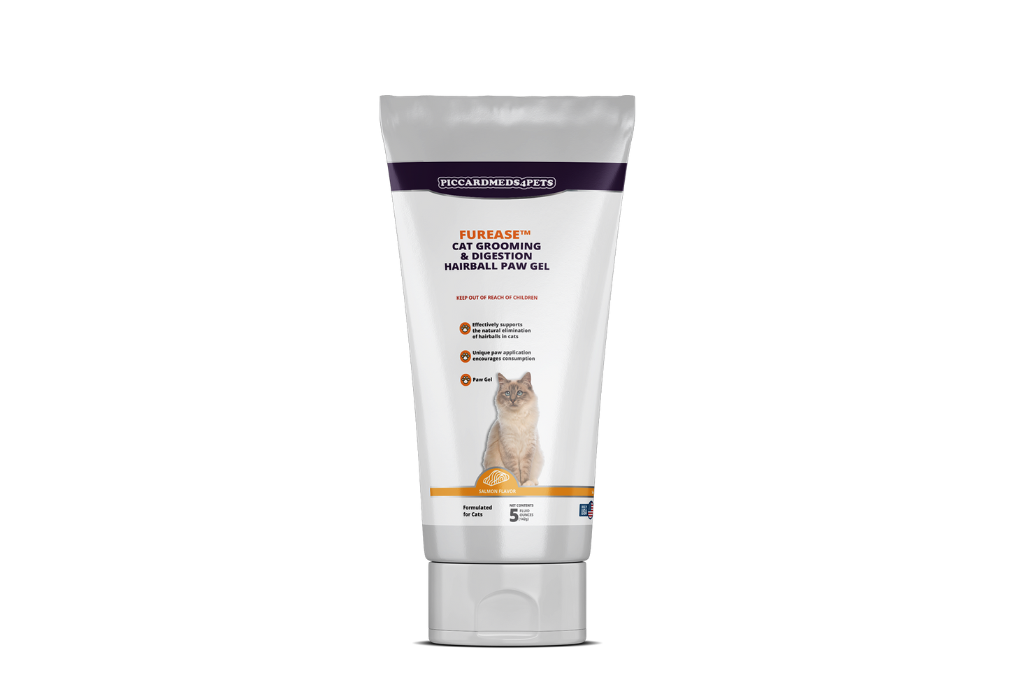 Piccardmeds4pets FurEase Cat Grooming & Digestion Hairball Paw Gel 5 oz.