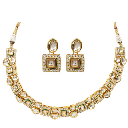 Beautiful Handcrafted Kundan Necklace with Pair of Earrings