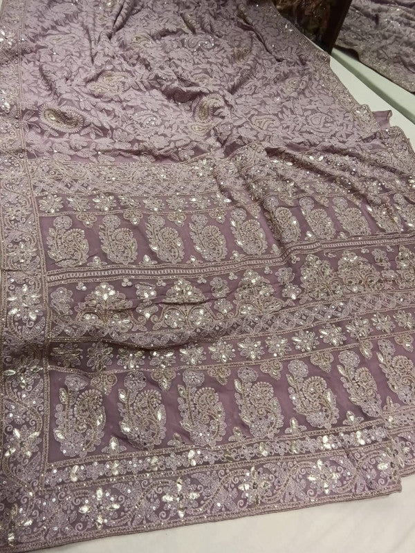 Beautiful Pure Georgette Chikankari Gotta Patti Saree