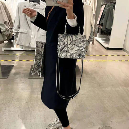 Casual Embroidery Canvas Handbag Women Large Capacity Handle Bag