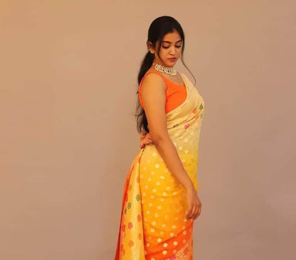 Designer Banarasi  Georgette Chiffon - Silk Saree with meenakari work