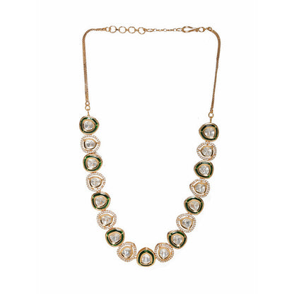 Designer Meenakari Kundan And Diamond Green and Golden Necklace
