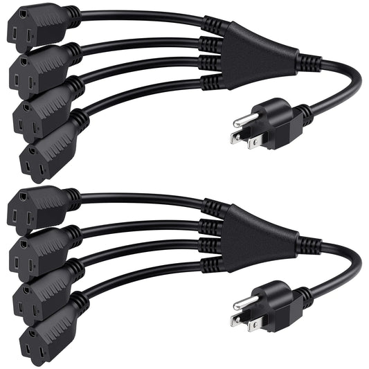 Cable Matters [UL Listed] 2-Pack 4 Outlet Power Splitter Cord (Power Cord Splitter) 1.5 Feet
