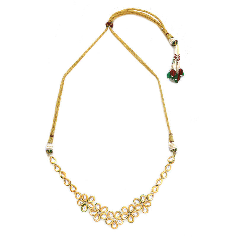 Latest Designer Golden and White Handcrafted Kundan Necklace Set